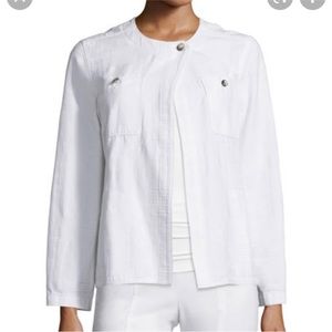 Tory Burch Everett Jacket Blazer White Waffle Print Size S Small